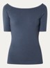 Tansy top met boothals en stretch - Staalblauw
