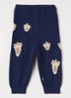 Fijngebreide tapered fit broek in wolblend - Donkerblauw
