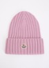 Grofgebreide muts van wol met logo - Roze