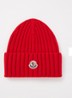 Ribgebreide muts van wol met logo  - Rood
