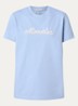 T-shirt met flock logoprint - Blauwgrijs