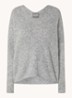 MMThora fijngebreide pullover in alpaca wolblend met V-hals - Grey Melange / Grijsmele