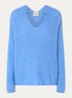 MMThora fijngebreide pullover in alpaca wolblend met V-hals - Ultramarine / Kobaltblauw