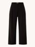 Henrika high waist wide fit pantalon met plooidetail - Zwart