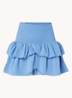 Carin minirok met smockwerk en volant  - Blauw