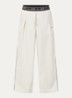 High waist loose fit broek van satijn met logoband - Beige