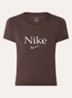 T-shirt met logo en ronde hals - Donkerbruin