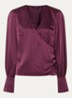 Aivy asymmetrische top van satijn met plooidetail - Aubergine