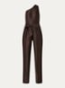 Alira loose fit jumpsuit met asymmetrische hals - Bruin