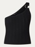 Oregon one shoulder top met ribstructuur - Zwart