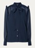 Pragues blouse met volant en sjaalkraag - Donkerblauw