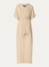 Qaftan maxi tuniek jurk met streepprint en strikceintuur - Zand