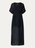 Qaftan maxi tuniek jurk met streepprint en strikceintuur - Zwart