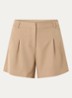 Reims high waist straight fit korte broek met steekzakken - Camel