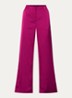 Ribe high waist wide fit pantalon van satijn met steekzakken - Paars