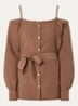 Riva blouse met strikceintuur - Bruin