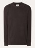 Danny grofgebreide pullover met ronde hals - Donkerbruin
