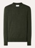 Fijngebreide pullover van wol met polokraag - Legergroen