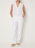 Marilyn high waist straight fit broek in linnenblend met steekzakken - Wit