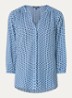 Pintuck blouse met V-hals en print - Petrol
