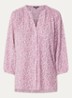 Pintuck blouse met V-hals en print - Oudroze