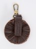 Pom Pom tasbedel van leer - Chocoladebruin