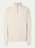 Sweater met halve rits en logoborduring - Beige