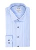 Level 5 slim fit strijkvrij overhemd met streepprint - Lichtblauw