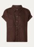 Felila blouse van linnen met siernaad - Donkerbruin