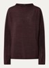 Saglanz top met ribstructuur - Aubergine