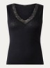Pyjama top in kasjmierblend met details van kant - Zwart