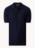 Mirza fijngebreide regular fit polo met structuur - Blauw