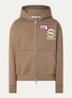 Pre game sweatvest met capuchon en logo - Donkerbeige