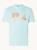 Bear T-shirt met front-en backprint - Turquoise