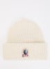 Mooneye ribgebreide muts in wolblend met logo - Creme
