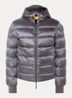 Pharrell puffer jack met capuchon en logo - Donkergrijs