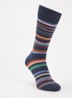 Sokken in katoenblend met streepprint - Donkerblauw