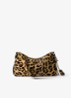 Aimée Medium schoudertas van leer met panterprint - Camel