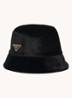 Bucket hoed van fluweel met logo - Zwart