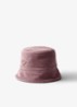 Bucket hoed van fluweel met logo - Oudroze