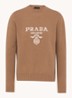 Fijngebreide pullover in kasjmierblend met ingebreid logo - Camel