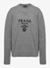 Fijngebreide pullover in kasjmierblend met ingebreid logo - Grijsmele