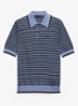 Fijngebreide regular fit polo met streepprint en logoborduring - Blauw