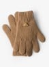 Grofgebreide handschoenen in kasjmierblend met logo - Beige