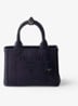 Jardinière Small handtas met leren details en logo - Donkerblauw