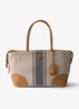 Large schoudertas met leren details - Beige