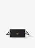 Mini clutch van leer met afneembare schouderriem - Zwart
