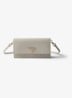 Mini clutch van leer met afneembare schouderriem - Lichtgrijs