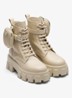 Monolith Re-Nylon biker boot van leer - Donkerbeige