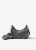 Re-Edition 2005 Re-Nylon schoudertas met leren details - Grijs
